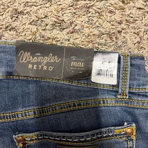 Wrangler Retro Mae Mid-Rise Boot Cut Jeans in Denim Blue